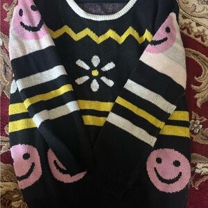 MINKPINK Black and Pink Smiley Sweater